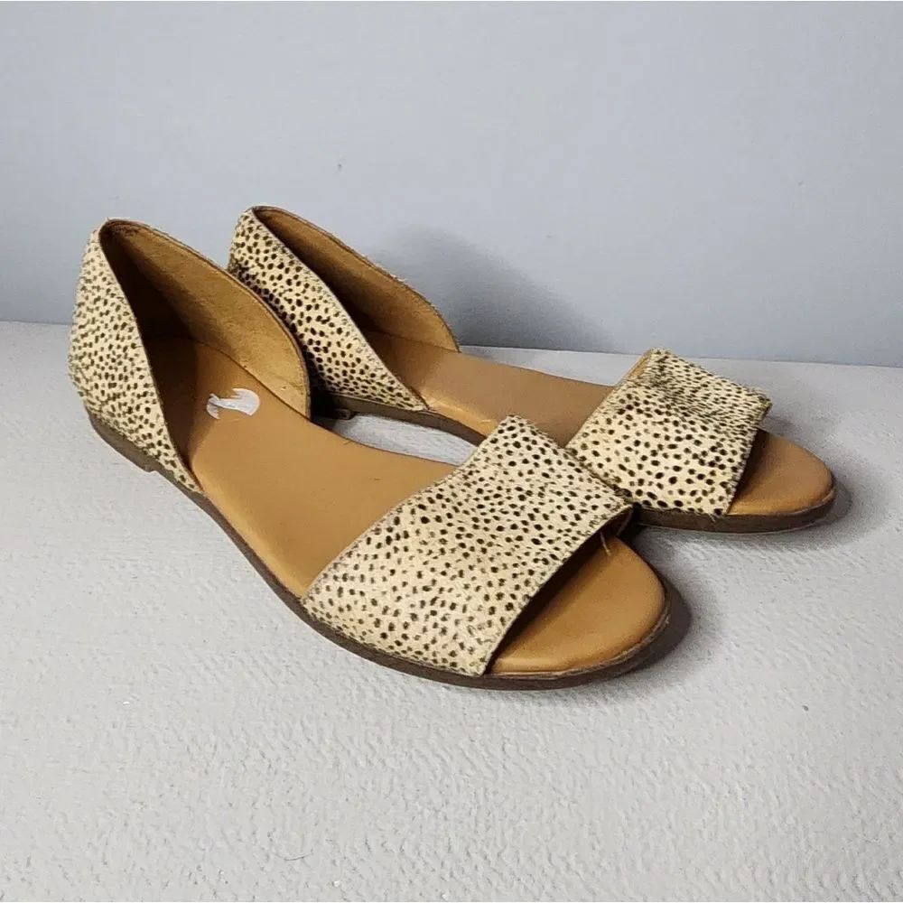 JCREW Morgan leopard calf hair peep-toe flats Womens Size 6 Shoes